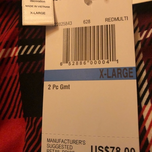 DKNY/ NWT/ 2 Pc. woman’s Pajama set/ Red Plaid / size XL ( (16-18) - Picture 8 of 10